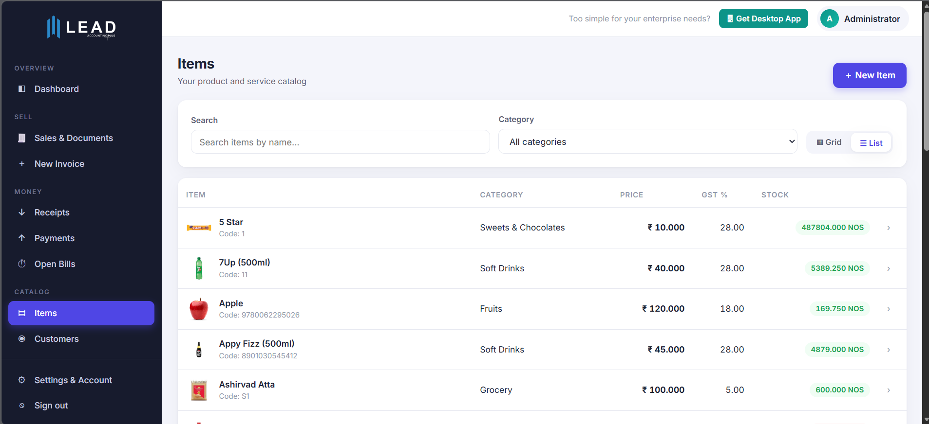 Item list